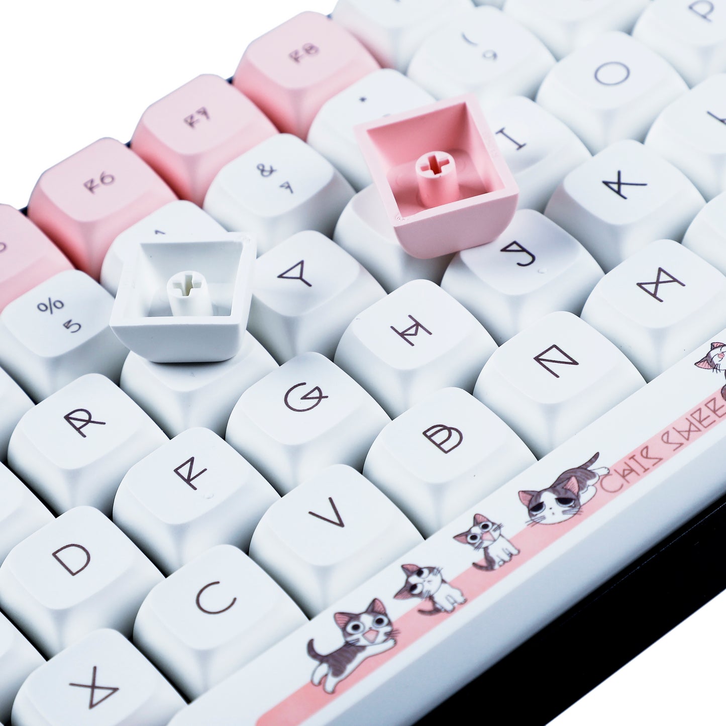 138 Chis Cat Keycaps(Dye Sub ZDA Profile 1.55mm/ANSI ISO 108 87 61 Melody 96 KBD75 ID80 GK64 68 Using)