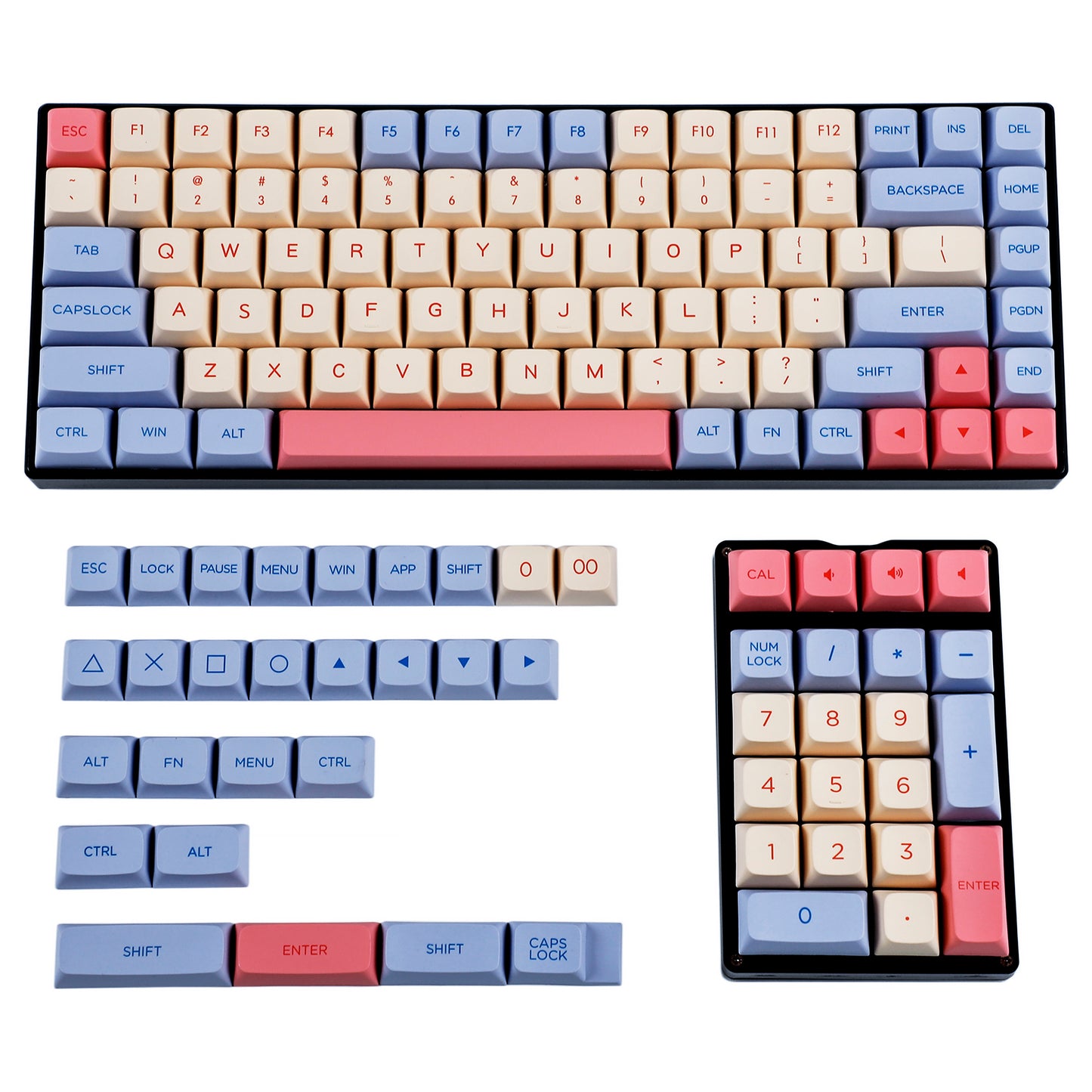 132 Marshmallow Keycaps(Dye Sub ZDA Profile 1.55mm/104 87 61 Melody 96 KBD75 ID80 GK64 68 Using)