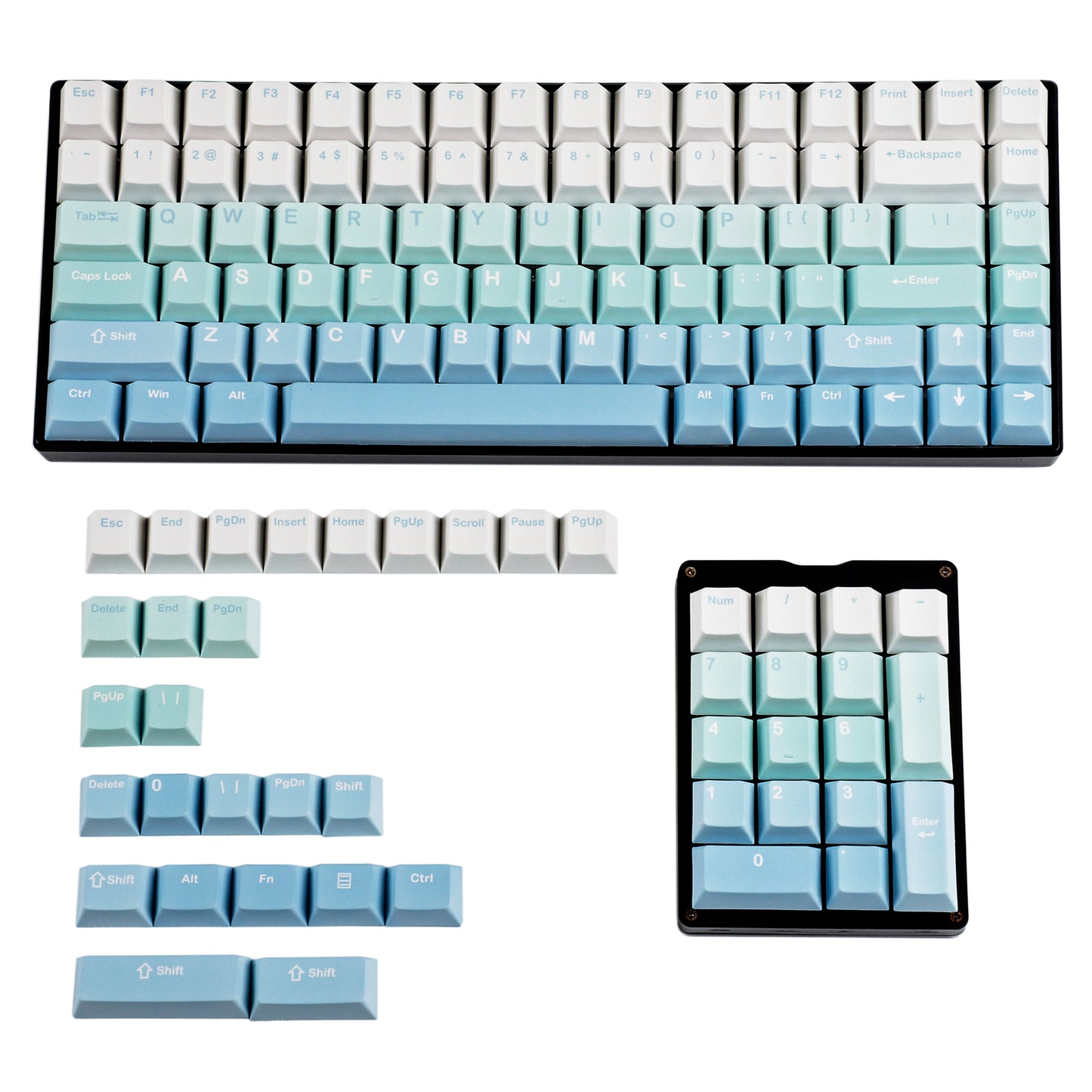 127 Gradient Keycaps(Five Side Dye Sub Cherry Profile PBT 1.5mm/ TKL 61 64 68 75 87 96 104 108 Keychron Using)