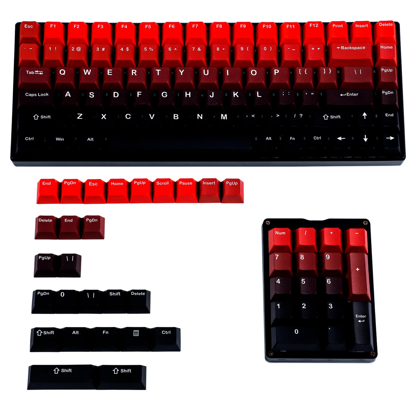 127 Gradient Keycaps(Five Side Dye Sub Cherry Profile PBT 1.5mm/ TKL 61 64 68 75 87 96 104 108 Keychron Using)