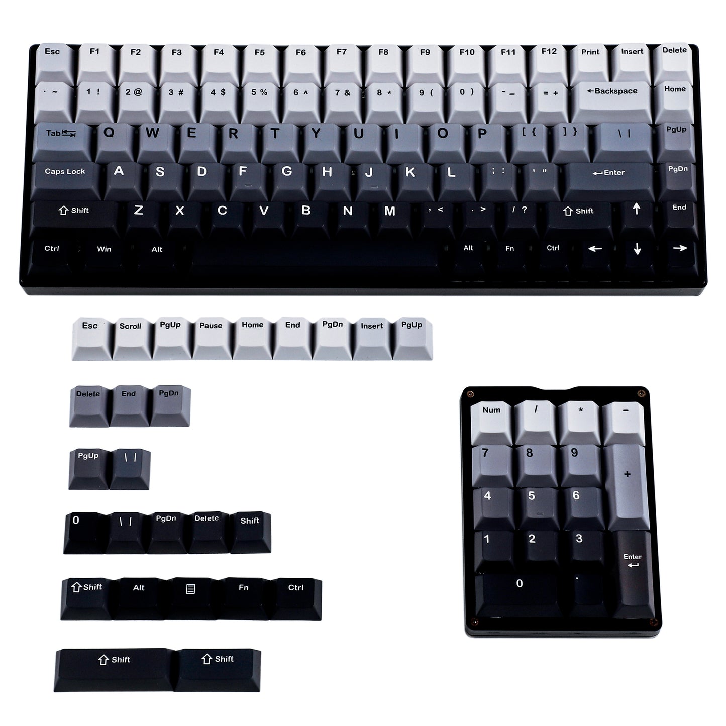 127 Gradient Keycaps(Five Side Dye Sub Cherry Profile PBT 1.5mm/ TKL 61 64 68 75 87 96 104 108 Keychron Using)