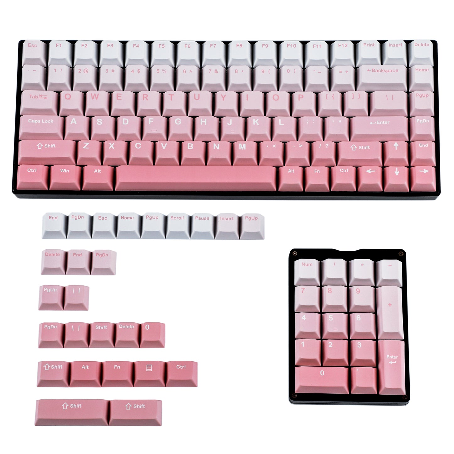 127 Gradient Keycaps(Five Side Dye Sub Cherry Profile PBT 1.5mm/ TKL 61 64 68 75 87 96 104 108 Keychron Using)