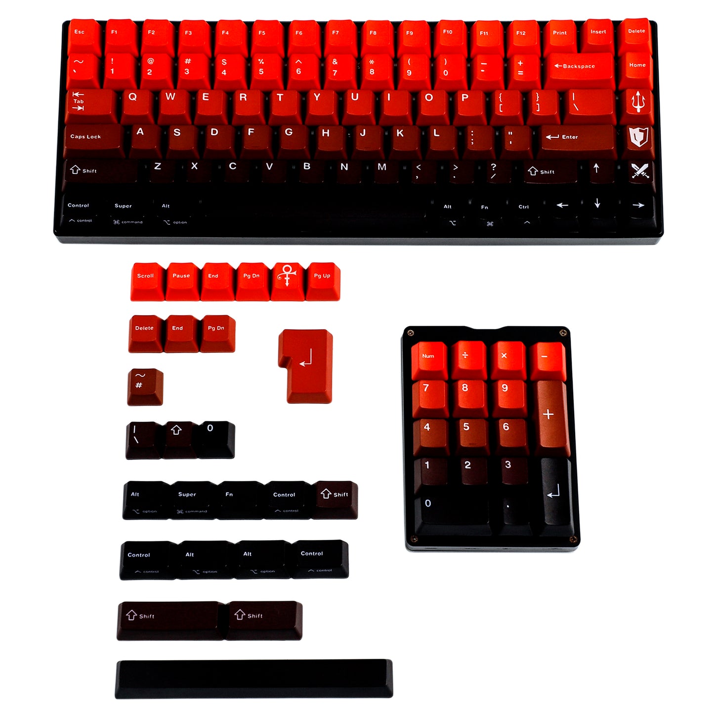 127 Mac Custom Gradient Keycaps(CO2 Engraved OEM Profile PBT 1.5mm/ 104 96 87 84 61 68 NCR-80 GMMK KBD75 KBD67 GK64 Using)