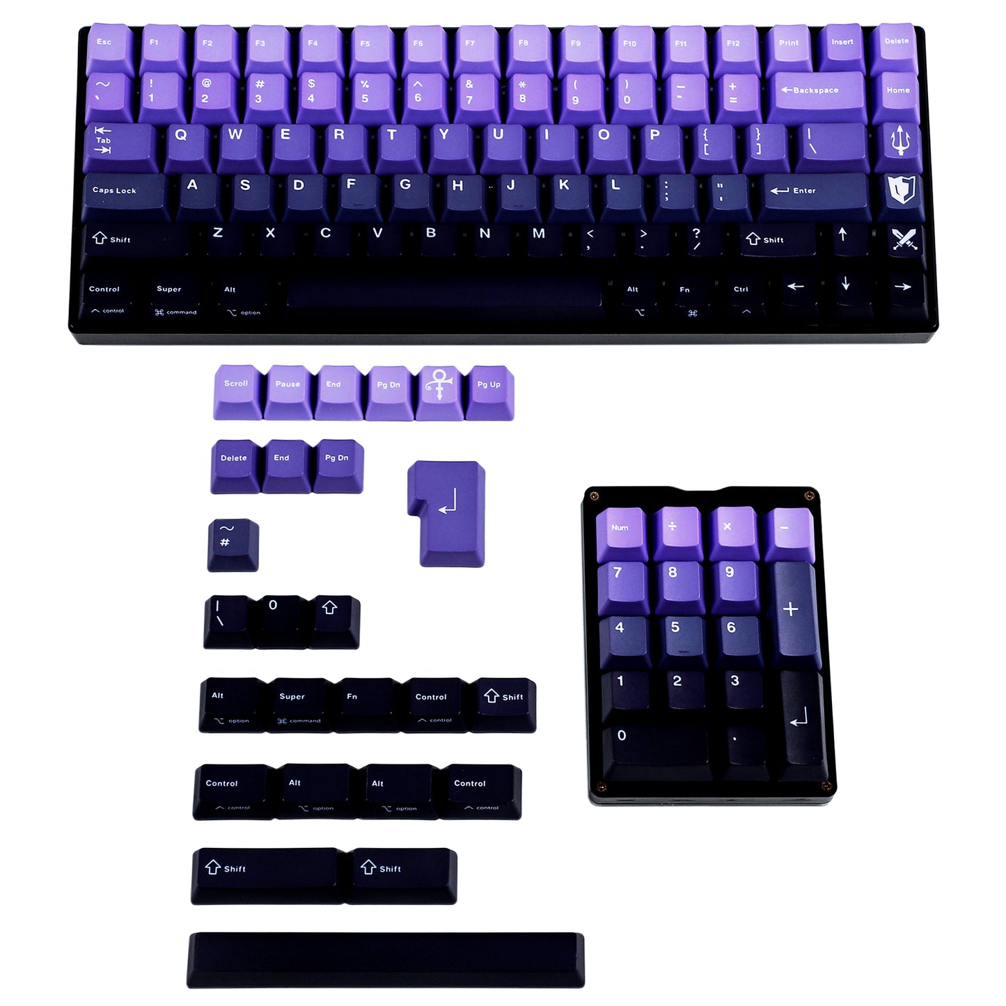 127 Mac Custom Gradient Keycaps(CO2 Engraved OEM Profile PBT 1.5mm/ 104 96 87 84 61 68 NCR-80 GMMK KBD75 KBD67 GK64 Using)