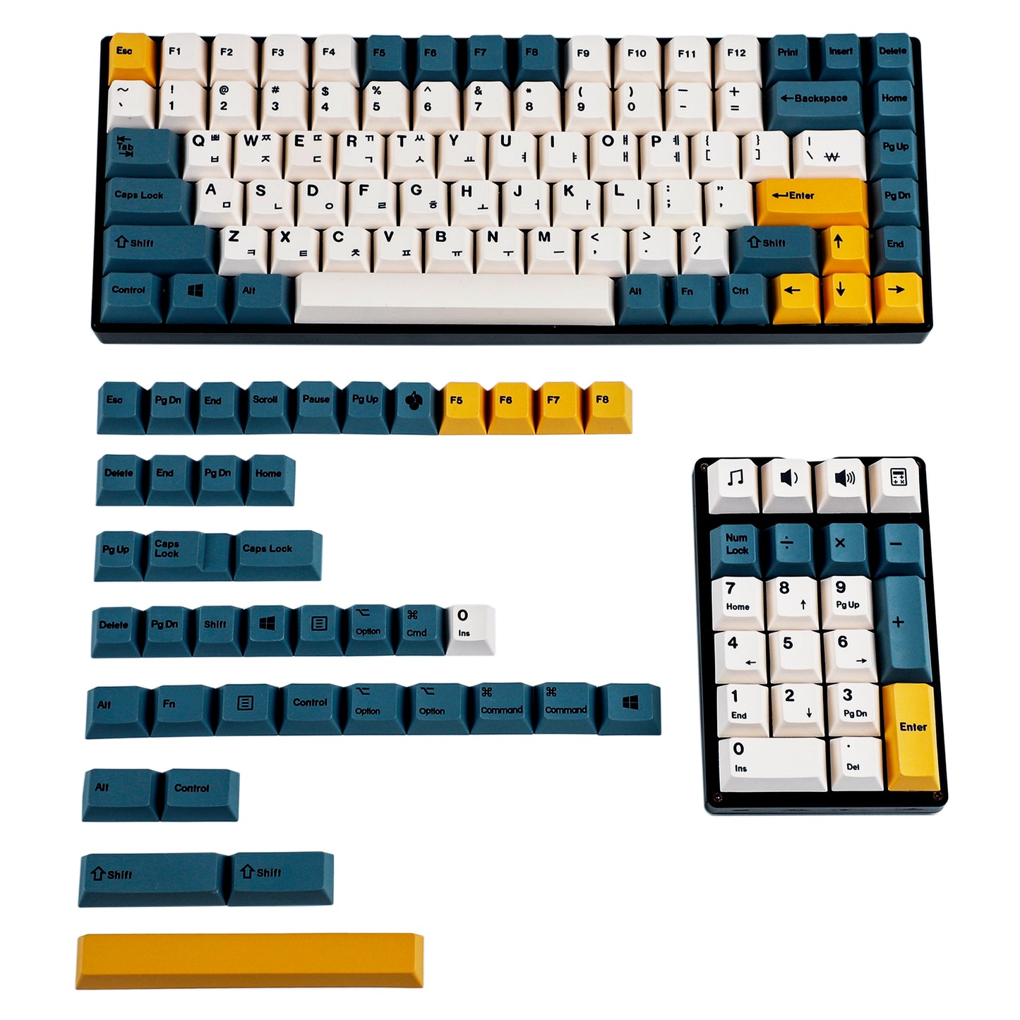 145 Mac Korean Apricot Yellow Keycaps(Dye Sub Cherry Profile PBT 1.5mm/ TKL GK61 64 68 75 96 GMMK Using)