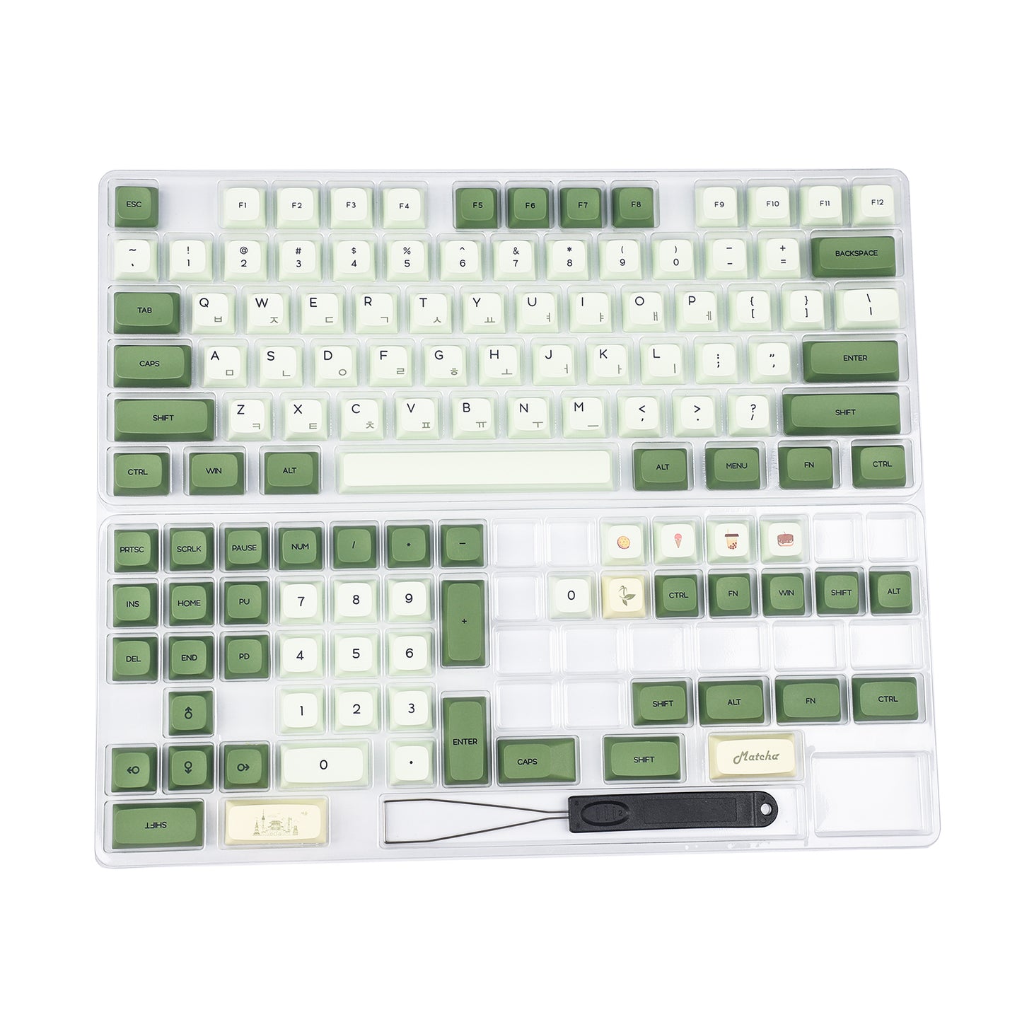 YMDK Matcha 125 Keycaps(Dye Sub ZDA Profile English Japanese Korean Russian)