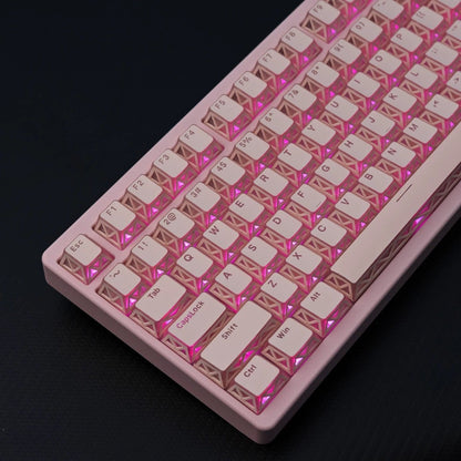 YMDK 130 Keys Imperial Light Theme White Backlit Shine Through Cherry Profile Keycaps for 68/75/87/98/104/108 MX Mechanical Keyboards