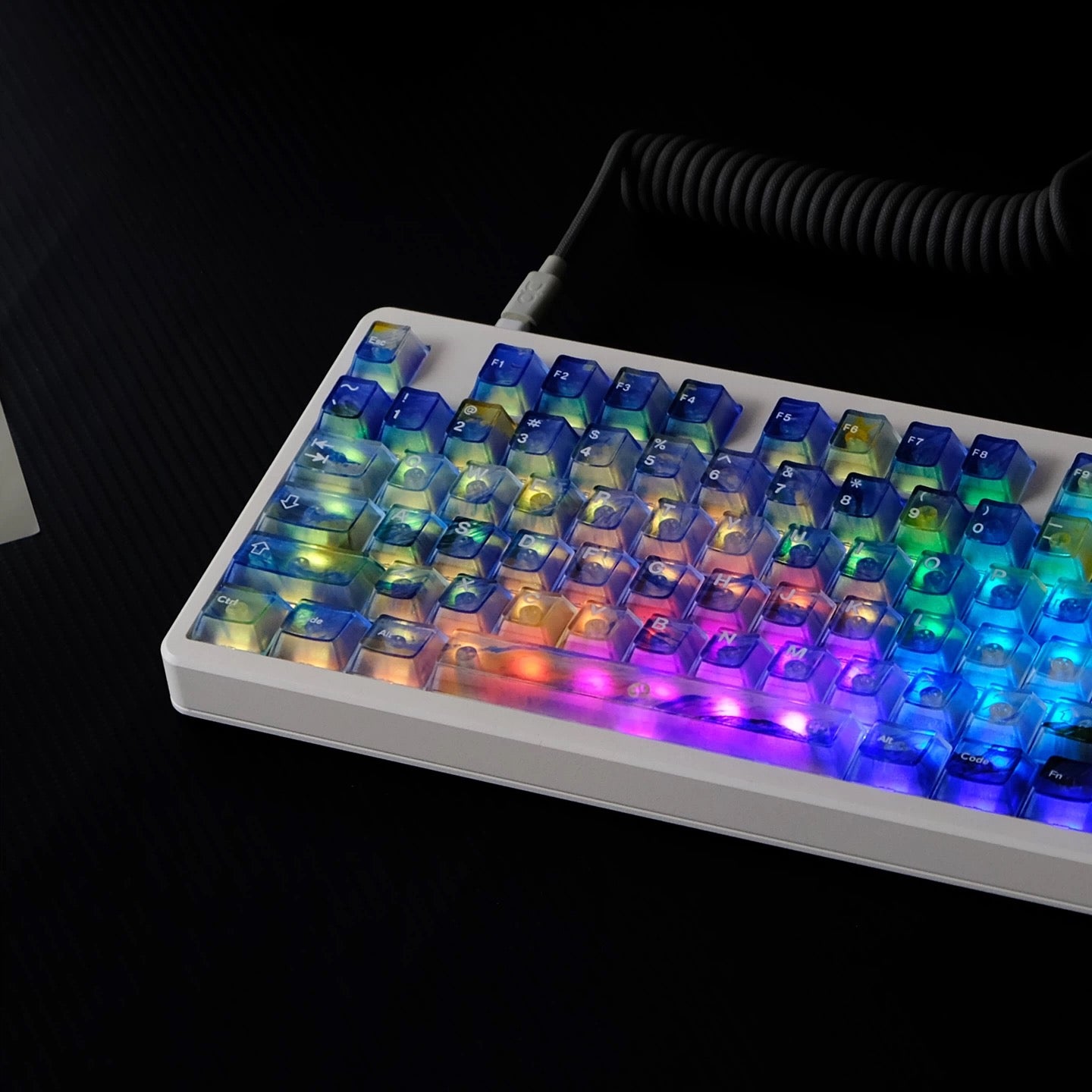 YMDK 121 Keys Frosted Clear Rose Sorrow Starry Sky Theme PC Cherry Profile PC Shine Through Keycaps for MX Mechanical Keyboard