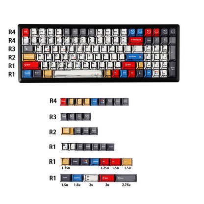 YMDK Comic Style Complete Full Set 136 Keys  Keycaps Mixed Light Keycap Creative Interesting PBT Cherry Profile Dye Sub for MX Mechanical Keyboard