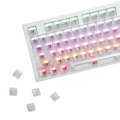 YMDK 132 keys PBT Frosted Translucent Clear Keycaps OEM Profile Shine Through Blank Custom Keycap for 61/68/75/87/96/100/104/108 MX Mechanical Keyboard
