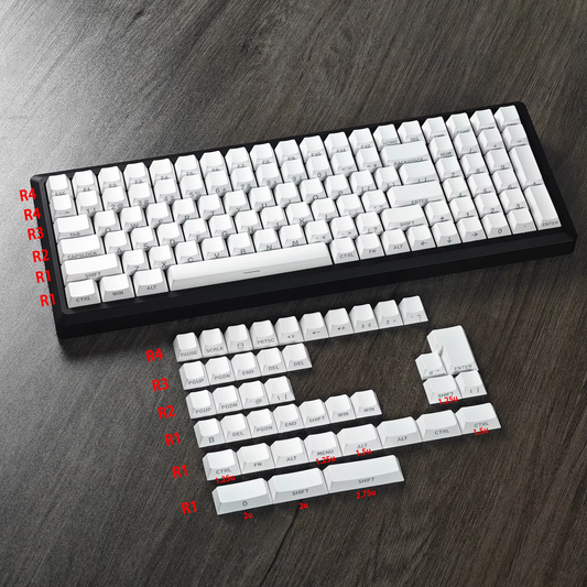YMDK White Side-lit Shine Through Backlit 141 Keycap For South RGB Mechanical Keyboard（Cherry Profile PBT Double Shot）