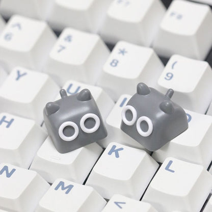 YMDK 1 pcs Cat Cute Black White Gray Purple Cartoon Resin Personalized Custom Keycaps for MX Gaming Mechanical keyboard