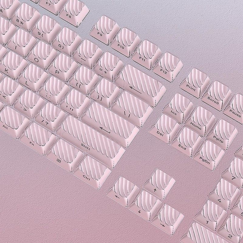 YMDK Demon Wave Blue, White, Pink, Purple Keycaps OEM Side-Printed 136 Key PC Shine Through for 61/64/68/84/87/96/108 Mechanical Keyboards