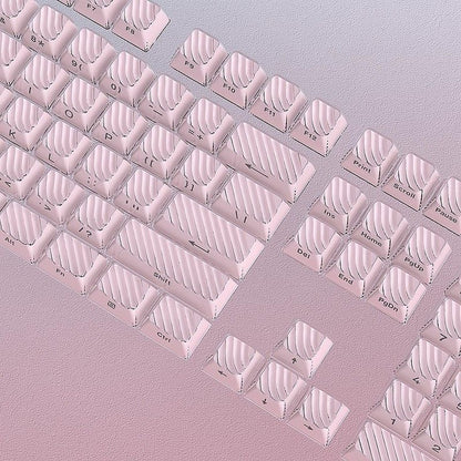 YMDK Demon Wave Blue, White, Pink, Purple Keycaps OEM Side-Printed 136 Key PC Shine Through for 61/64/68/84/87/96/108 Mechanical Keyboards