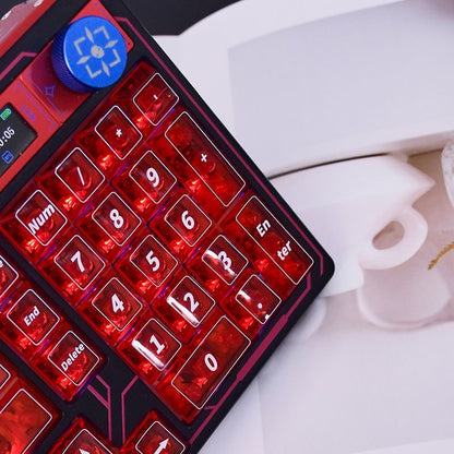 YMDK 121 Keys Red Transparent PC Shine Through Top Print Cherry Profile Keycaps for MX 61/64/68/84/87/100/104/108 Layout MX Mechanical Keyboard