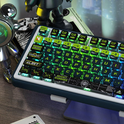YMDK Ghost Runner 4-Side Shine Through PBT+PC Keycaps, Dye-Sub MSA Profile Custom Keycaps for 61/84/87/96/100/104/108 MX Mechanical Keyboards
