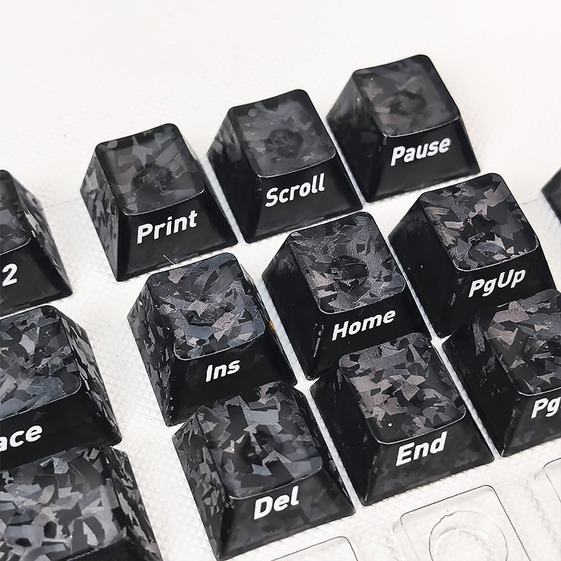 YMDK Carbon Fiber Texture 119 Key Side Printed Shine Through Keycaps for 61/64/68/84/87/96/108-Key MX Mechanical Keyboards