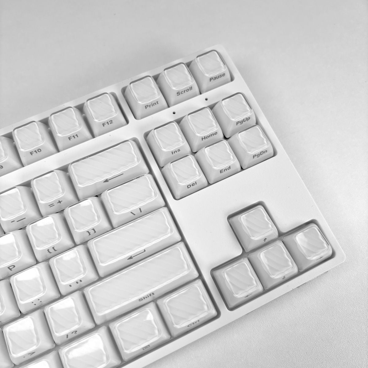 YMDK Demon Wave Blue, White, Pink, Purple Keycaps OEM Side-Printed 136 Key PC Shine Through for 61/64/68/84/87/96/108 Mechanical Keyboards