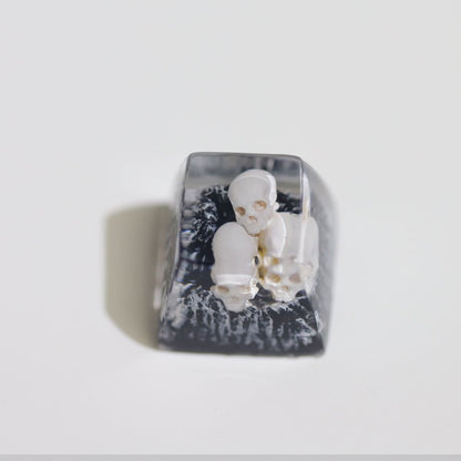 YMDK Snow Mountain Green Mountain Skull Resin Handmade SA Personalized Keycaps Shine Through Cool Keycap for MX Switch Keyboards
