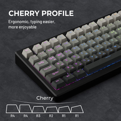 YMDK Korean 132-key Keycaps Backlit Ink Shadow Style Design, Cherry Profile PBT Double Shot for 68/75/87/98/104/108 Mechanical Keyboards