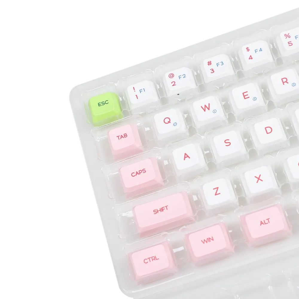 YMDK Dye Sub PBT Top Print 61 64 73 Keys Light Black Gray Red Pink White Similar To XDA Profile Keycap Set For GK73 GK73S