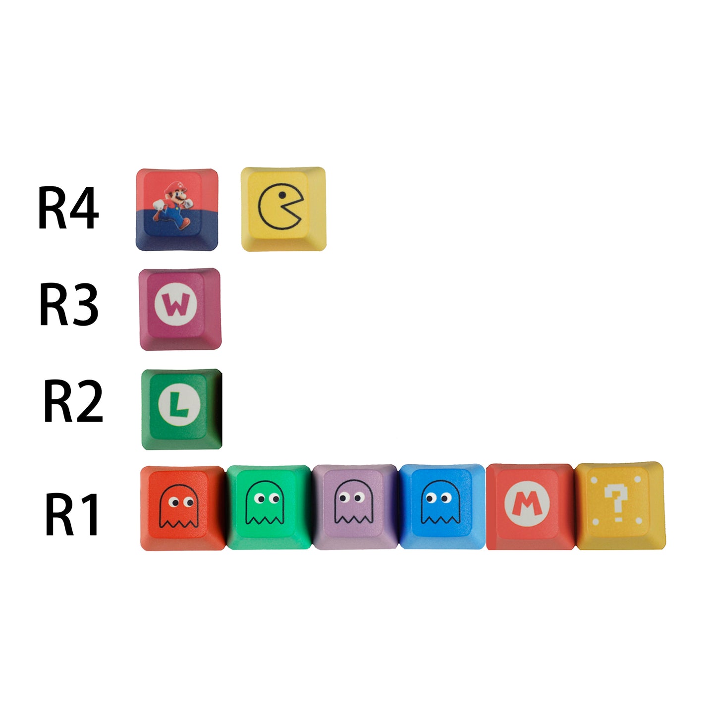 Pacman Theme or Mario Theme OEM Profile keycaps(Five Dye PBT Custom Sublimation )