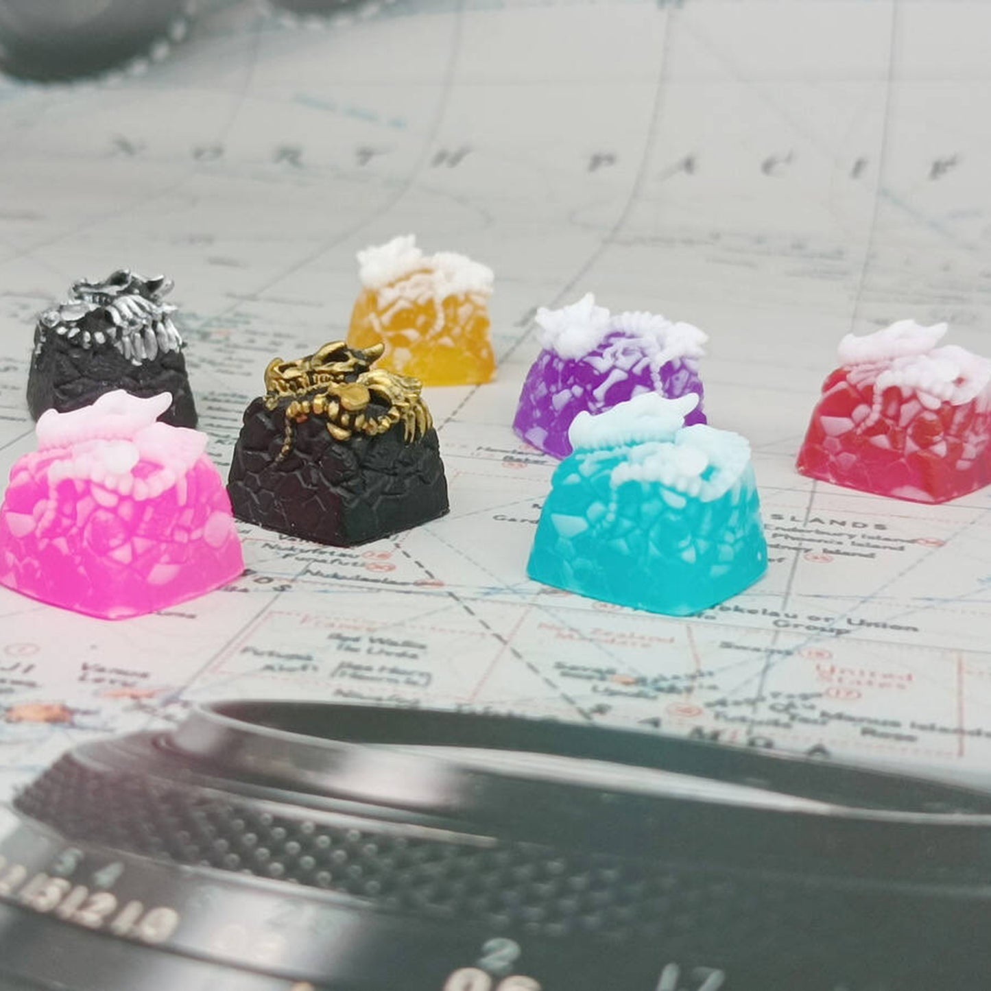 YMDK Keel Special-shaped Keycaps Cool Embossed Three-dimensional Key Caps Resin Translucent Keycap for MX Mechanical Keyboard