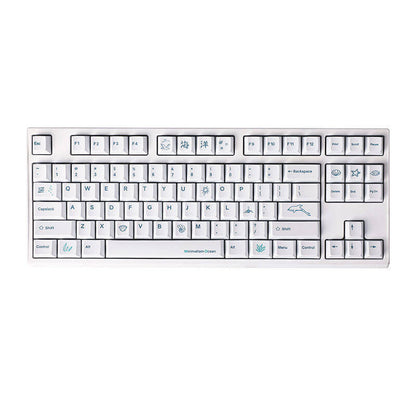 YMDK White Ocean Full Set Keycaps 128 keys Creative Minimalist Custom Keycap Cherry Profile PBT Dye Sub key Caps for MX Mechanical Keyboard