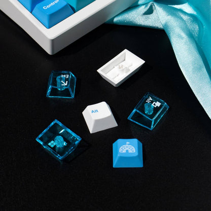 YMDK Hawaii Snow Mountain Full Set Keycaps 207 Keys PBT Dye Sub+PC Pad Printing Keycap Translucent key Caps Cherry Profile for Mechanical Keyboard