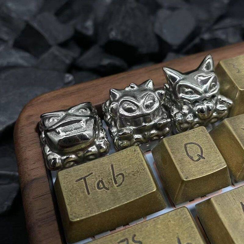 YMDK Strange Frog Personality Keycaps Novel Creative Keycaps Pure Copper Handmade Keycaps for MX Mechanical Keyboard