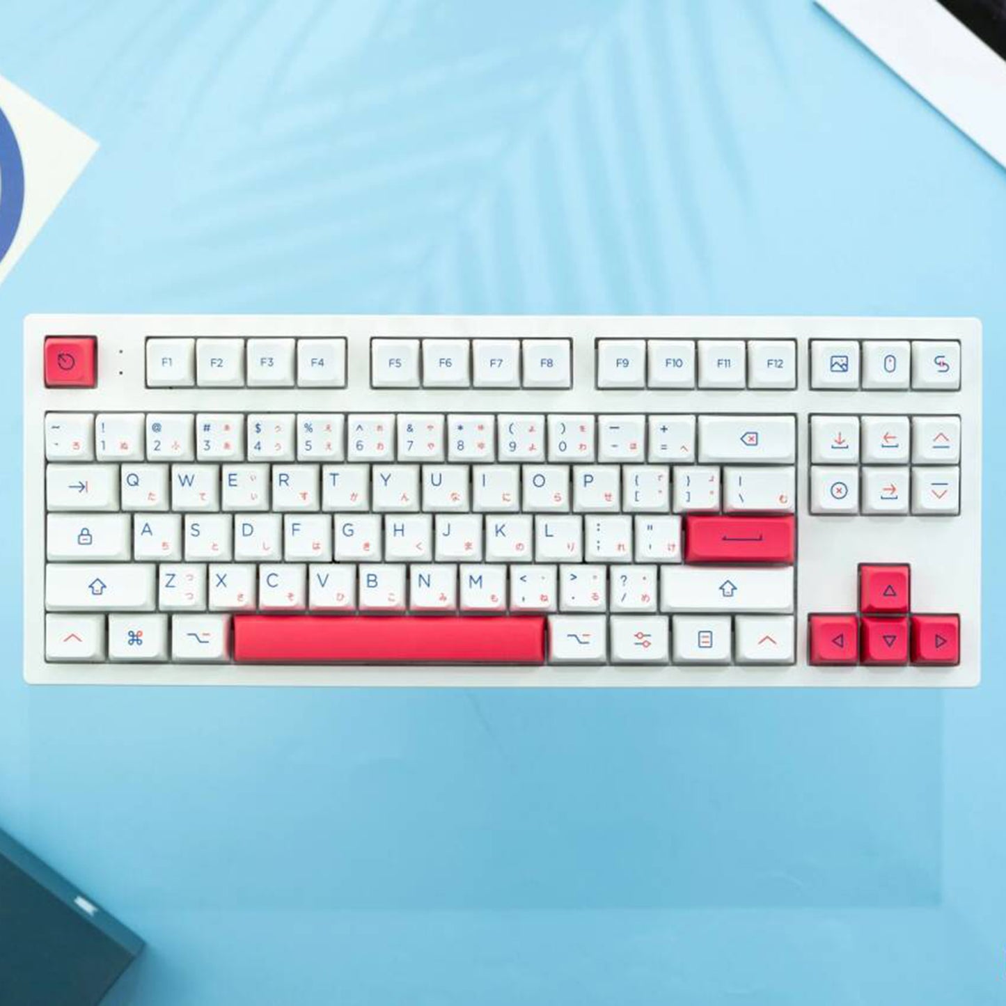 YMDK Red and Blue Color Keycaps 142 Keys MDA Profile PBT Dye Sublimation for mechanical keyboard