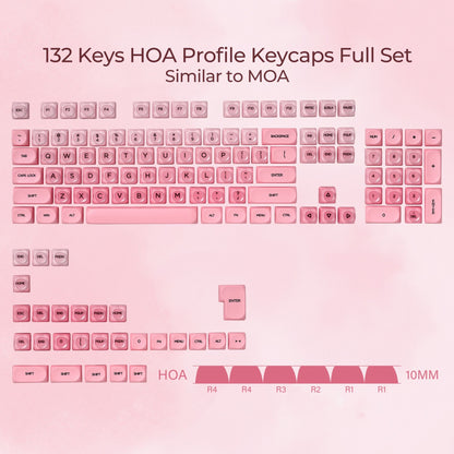 YMDK Liquid Foundation Keycaps 132 keys Frosted HOA Profile PBT PC UV Print for 61/68/84/87/98/104/108 Mechanical Keyboard