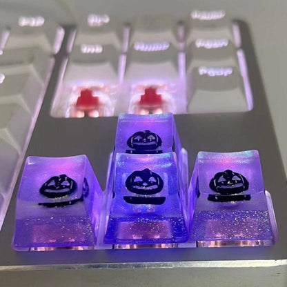 YMDK Halloween Pumpkin Bats Spiders Ghosts Personalized Keycap Graffiti Color Change Creative Key Cap Resin for Mechanical Keyboard