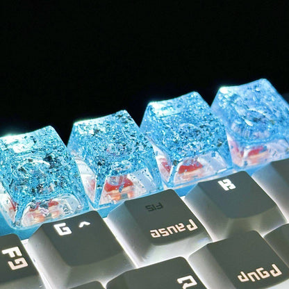 YMDK Translucent Shell Paper Personalized Keycaps Cool Shiny Novel Creative Key Caps Resin Keycap for MX Mechanical Keyboard