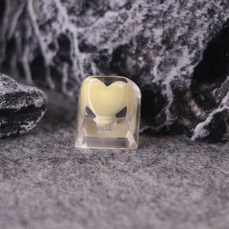 YMDK Love Translucent Personality keycaps Cute Novel Handmade Resin Keycaps for MX Mechanical Keyboard