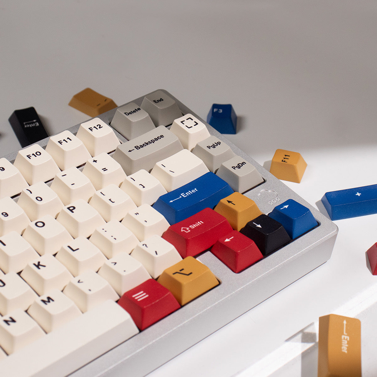 YMDK Retro Baideng Large Full Set of Keycaps PBT Dye Sublimation Cherry Profile for Mechanical Keyboard