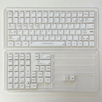 YMDK 115 Keys Black White Ceramic Feel PC Material Cherry Profile Spray Paint Keycaps for 61/68/87/98/104/108 MX Mechanical Keyboard