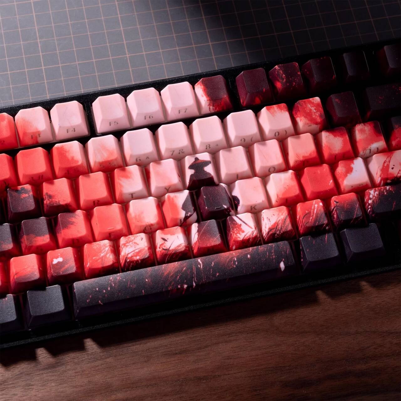 YMDK Black Wu Ink Style Keycaps Full Set 134 Keys Creative Minimalist Custom Keycap PBT Cherry Profile Sidelit Dye Sub key Caps for MX Mechanical Keyboard