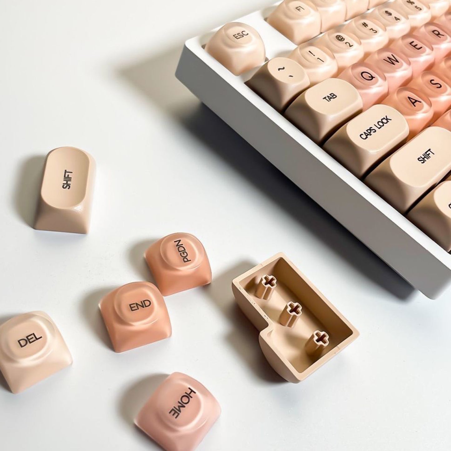 YMDK Liquid Foundation Keycaps 132 keys Frosted HOA Profile PBT PC UV Print for 61/68/84/87/98/104/108 Mechanical Keyboard