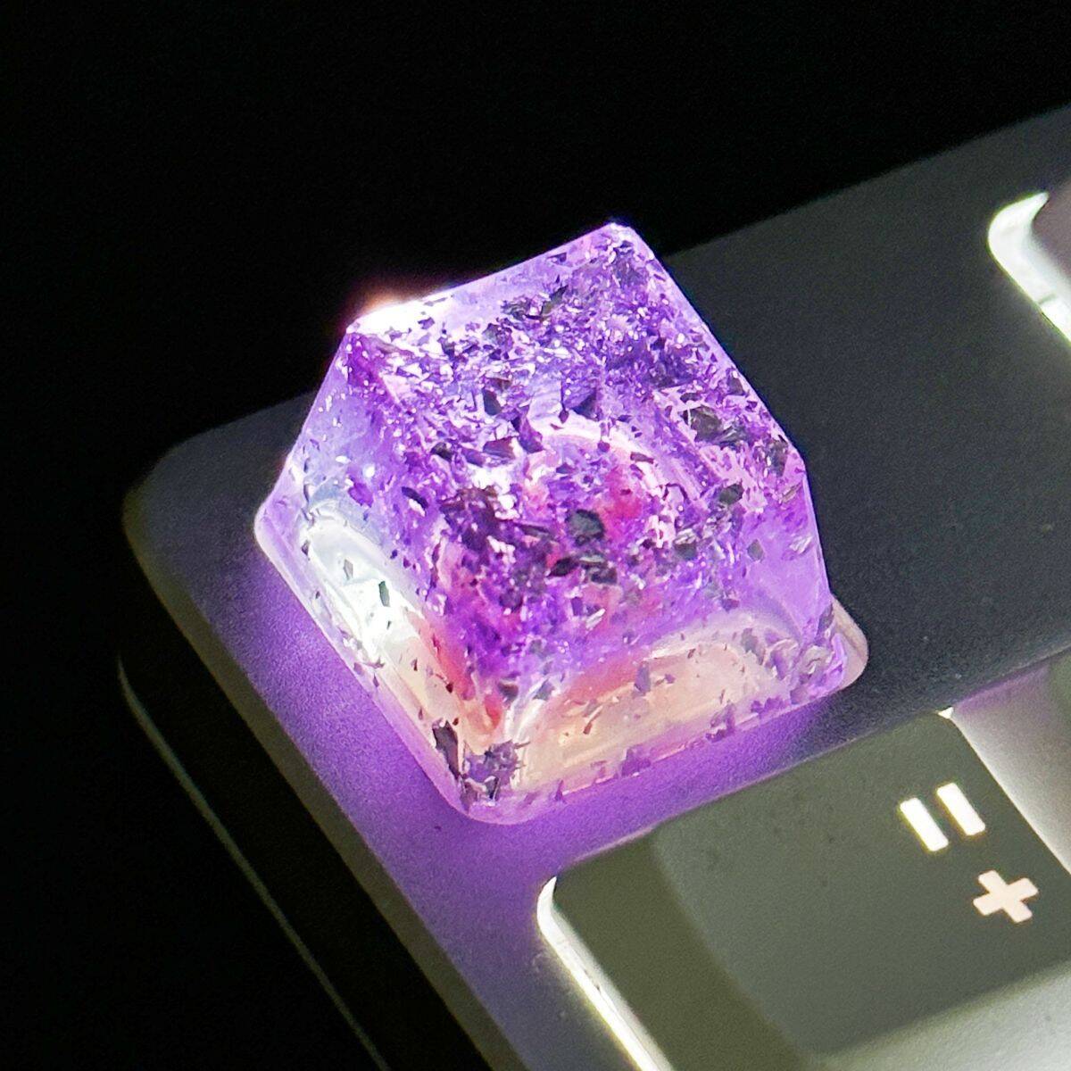 YMDK Translucent Shell Paper Personalized Keycaps Cool Shiny Novel Creative Key Caps Resin Keycap for MX Mechanical Keyboard