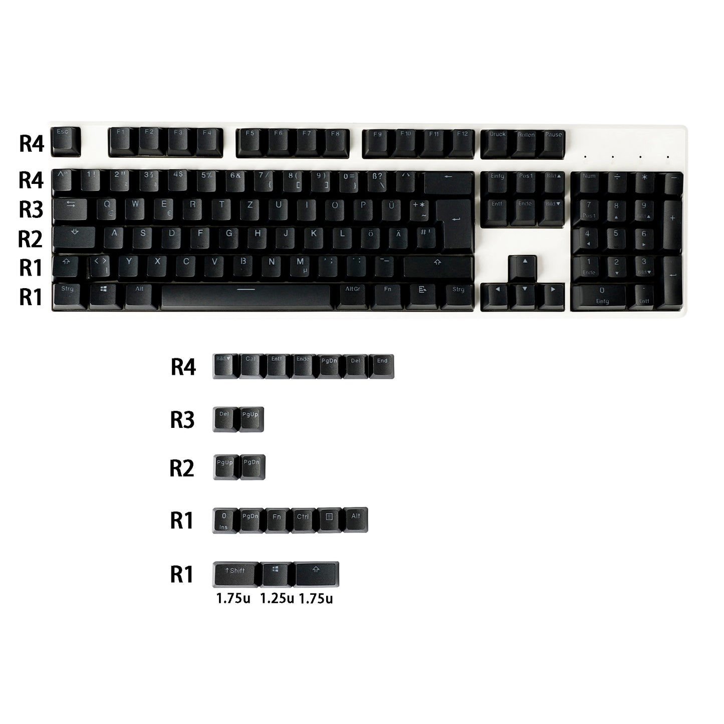 YMDK 123 German ISO Double Shot PBT Shine Through OEM Profile Keycap set For MX Switches 68 84 96 61 87 104 Mechanical Keyboard
