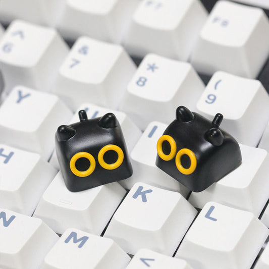 YMDK 1 pcs Cat Cute Black White Gray Purple Cartoon Resin Personalized Custom Keycaps for MX Gaming Mechanical keyboard