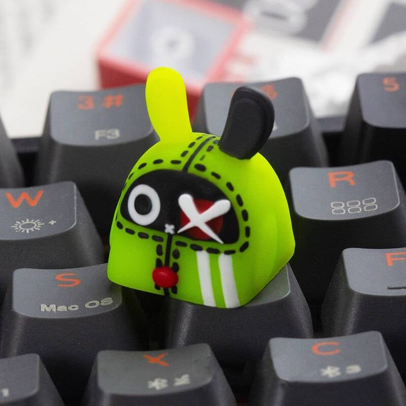 YMDK Rabbit Shark Personalized Keycaps Cute Cartoon Novel Homemade Resin Art Keycaps for MX Mechanical Keyboard