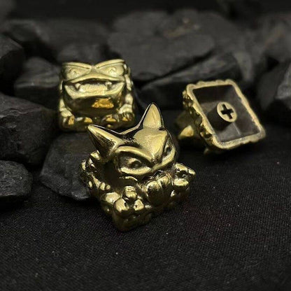 YMDK Strange Frog Personality Keycaps Novel Creative Keycaps Pure Copper Handmade Keycaps for MX Mechanical Keyboard