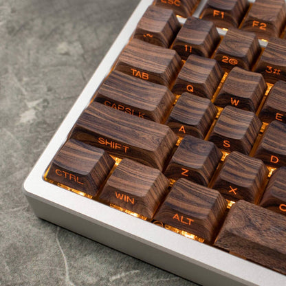 YMDK Walnut Keycaps Novel Creative Keycap 136 Keys Side Light Transmitting Key Cap PBT Dye Sub Cherry Profile for MX Mechanical Keyboard