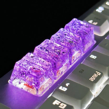 YMDK Translucent Shell Paper Personalized Keycaps Cool Shiny Novel Creative Key Caps Resin Keycap for MX Mechanical Keyboard