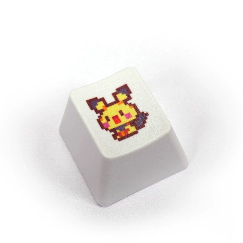 YMDK Pixel Style Theme Keycaps Cute Cartoon Pet Elf Personality Key Cap Dye Sublimation PBT OEM Profile R4 for Mechanical Keyboard