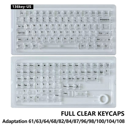 136 Keys English Korean Russian Japanese Shine Through PC Top Print Cherry Profile Color Keycaps for 61/68/84/104/108 MX Mechanical Keyboards