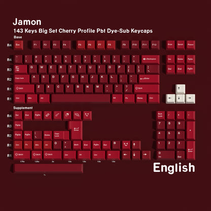 YMDK 143 Keys Jamon Theme Cherry Profile Keycaps English Russian German Spanish French PBT Dye Sub Keycap For MX Mechanical Keyboards