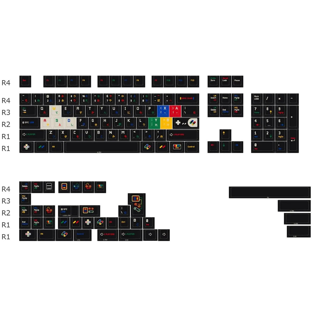 142 Keys Childlike Black Theme Five Sides Dye Sub PBT Cherry Profile Keycaps for 61/84/87/104/108 MX Mechanical Keyboards